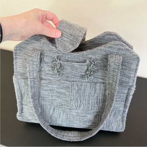 Vintage Au Terroir Hand Loomed Wool Tote Bag - Made in Quebec Canada 🇨🇦 - Picture 9 of 13